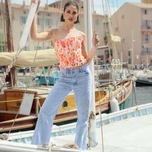 Corset plissé imprimé fleurs