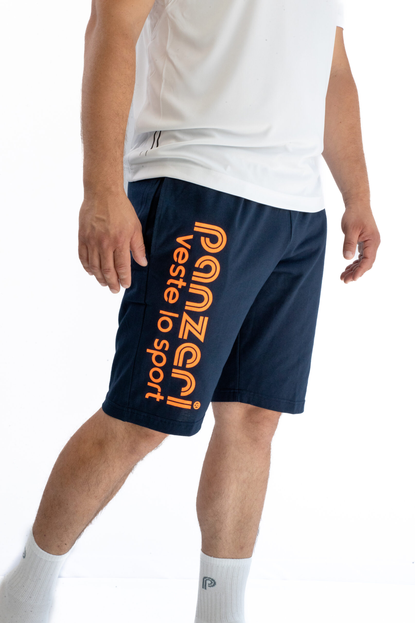 Bermuda Homme – Park B – Bleu Marine / Orange Fluo