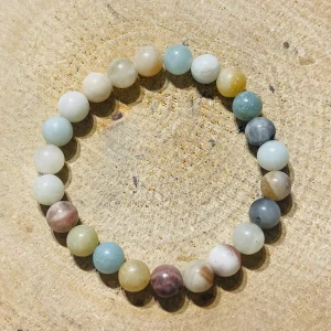 Lot de 5 Bracelets en perles en pierre naturelle Multi Amazonite 8 mm (76)