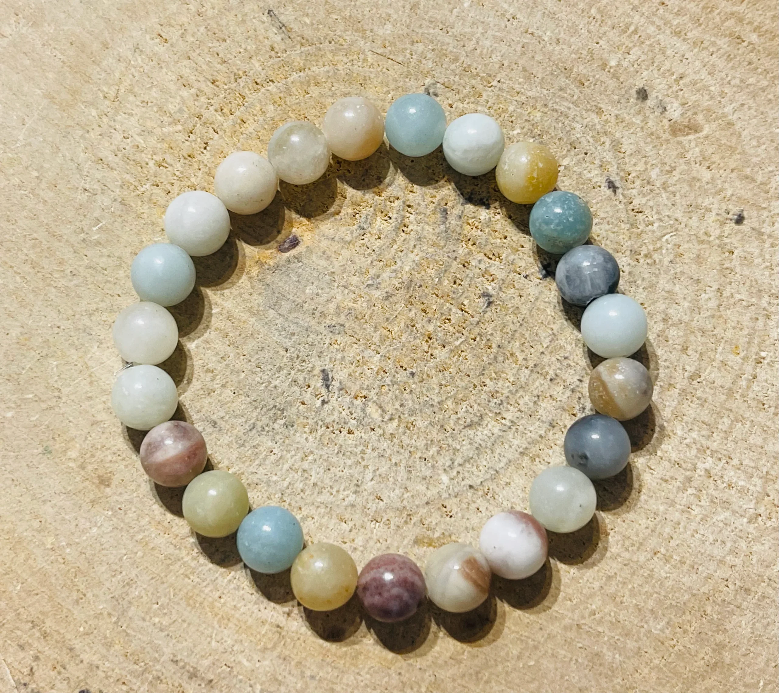 Lot de 5 Bracelets en perles en pierre naturelle Multi Amazonite 8 mm (76)