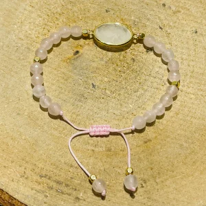 Lot de 5 Bracelets réglables en perles naturelles en Quartz rose (29)