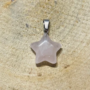 Pendentif Étoile en Quartz rose