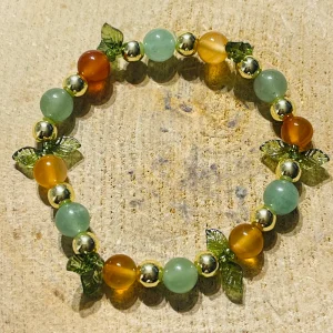 Lot de 5 Bracelets de perles en pierres naturelles en Cornaline et Aventurine verte (94)