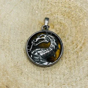 Pendentif en Oeil de tigre avec Dragon