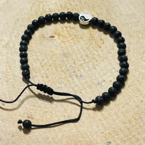 Lot de 5 Bracelets réglables de perles en pierre de Lave et Yin Yang (103)