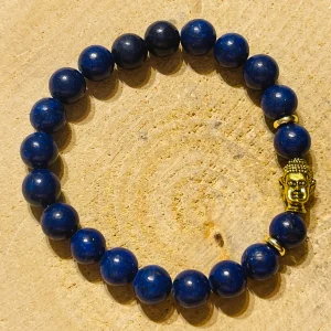 Lot de 5 Bracelets en perles naturelles en Lapis-lazuli et bouddha (9)