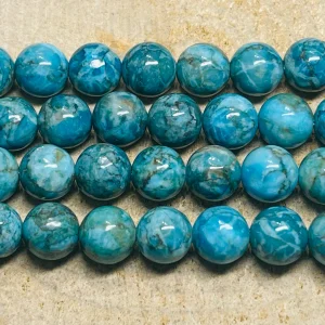 Perles en pierre naturelle en Marbre bleu azur en 8 mm