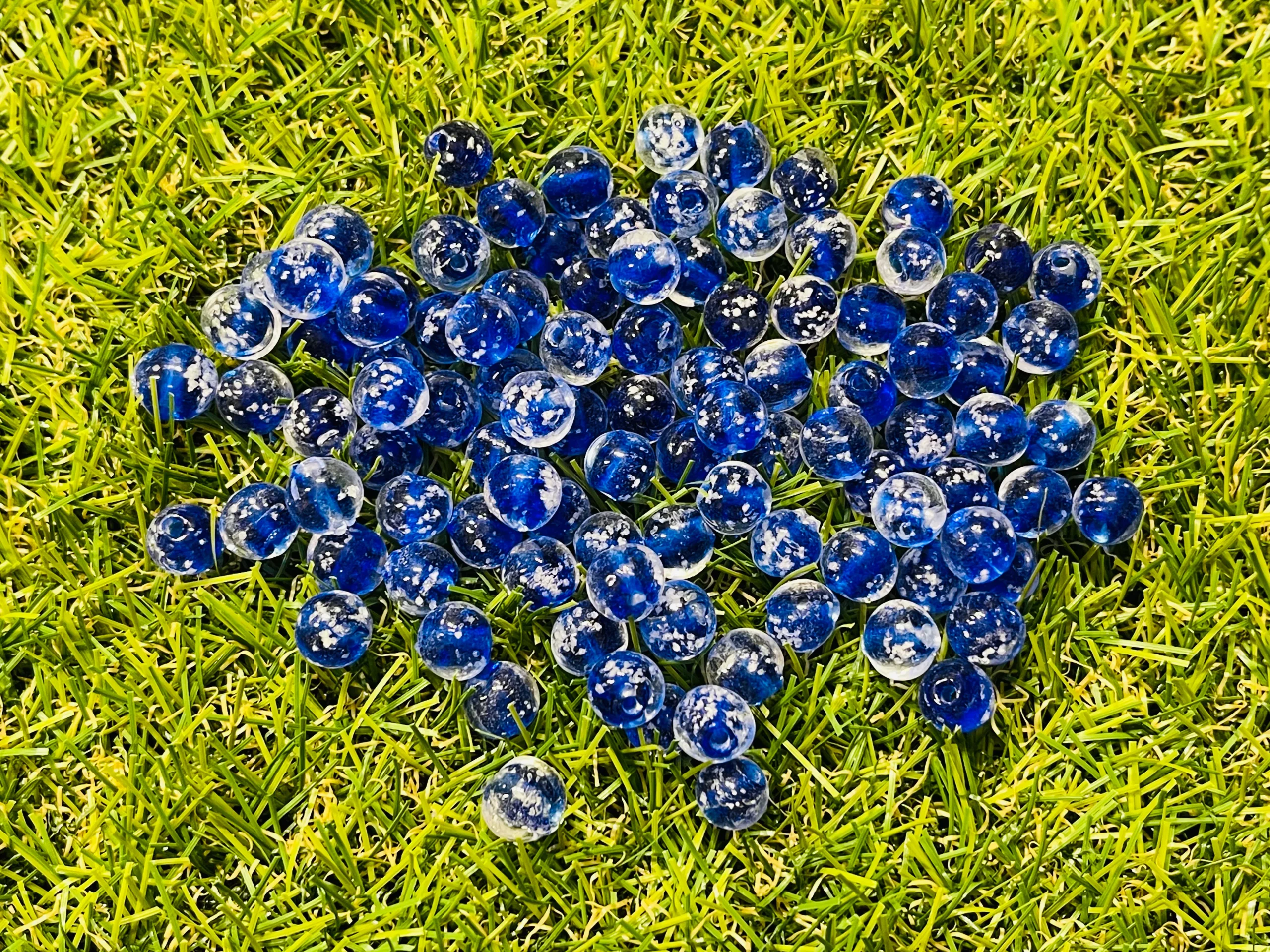 Lot de Perles Lumineuses en verre bleues nuit 8 mm pour bracelet – Image 2