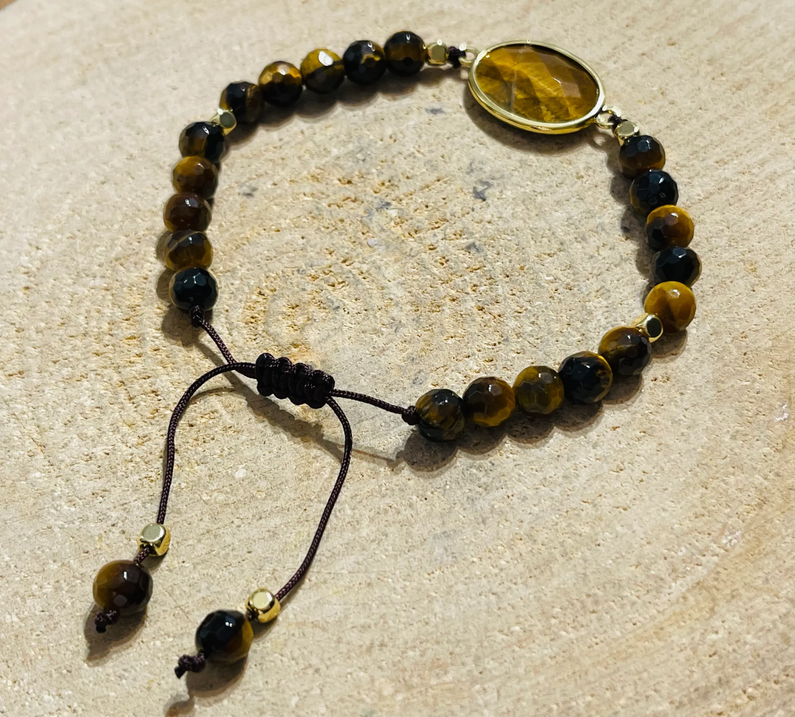 Lot de 5 Bracelets réglables en perles naturelles en Œil de tigre (63) – Image 3