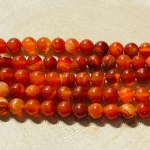 Perles en pierre naturelle en Agate rouge à bandes en 8 mm