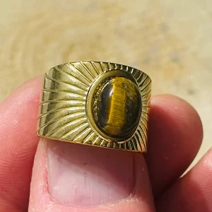 Bague avec œil de tigre, taille réglable (55-58)