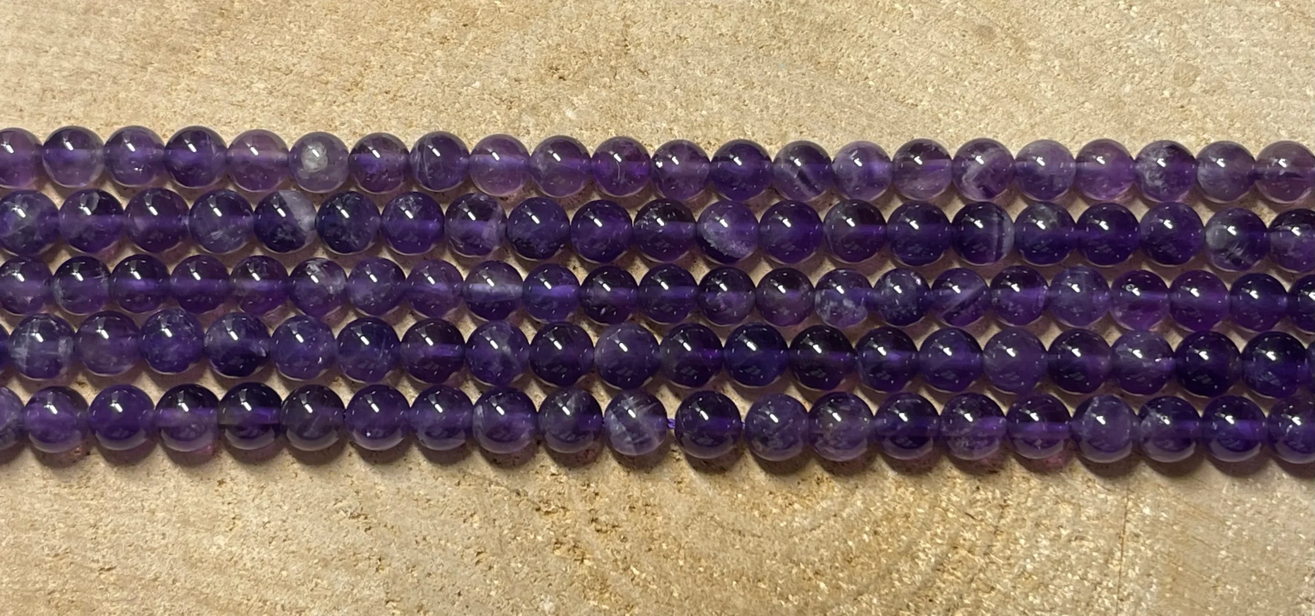 Perles en pierre naturelle en Améthyste en 6 mm