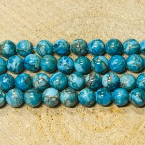 Perles naturelles en Marbre bleu azur en 6 mm