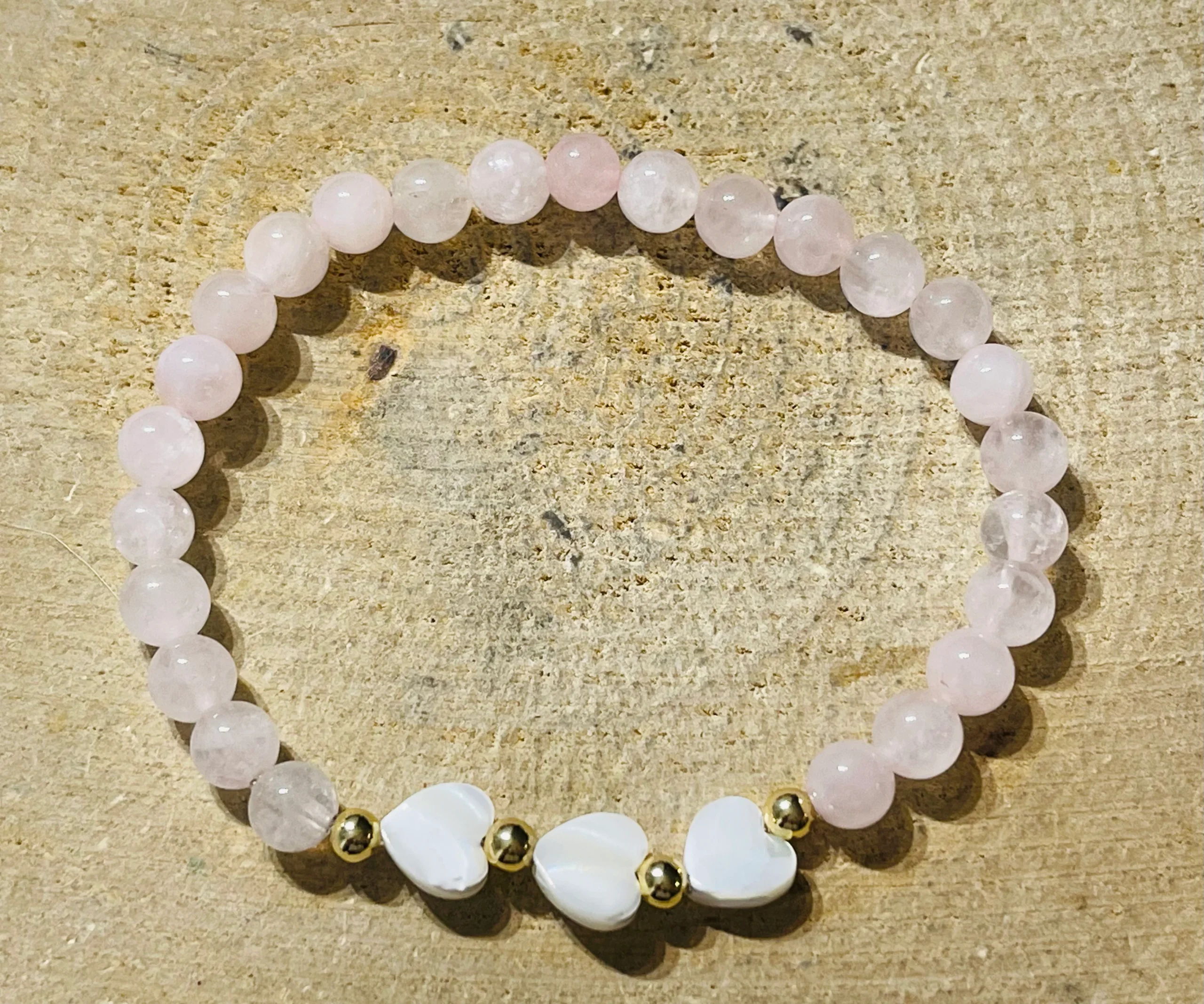Lot de 5 Bracelets en pierre naturelle Quartz rose et Nacre (85) – Image 2