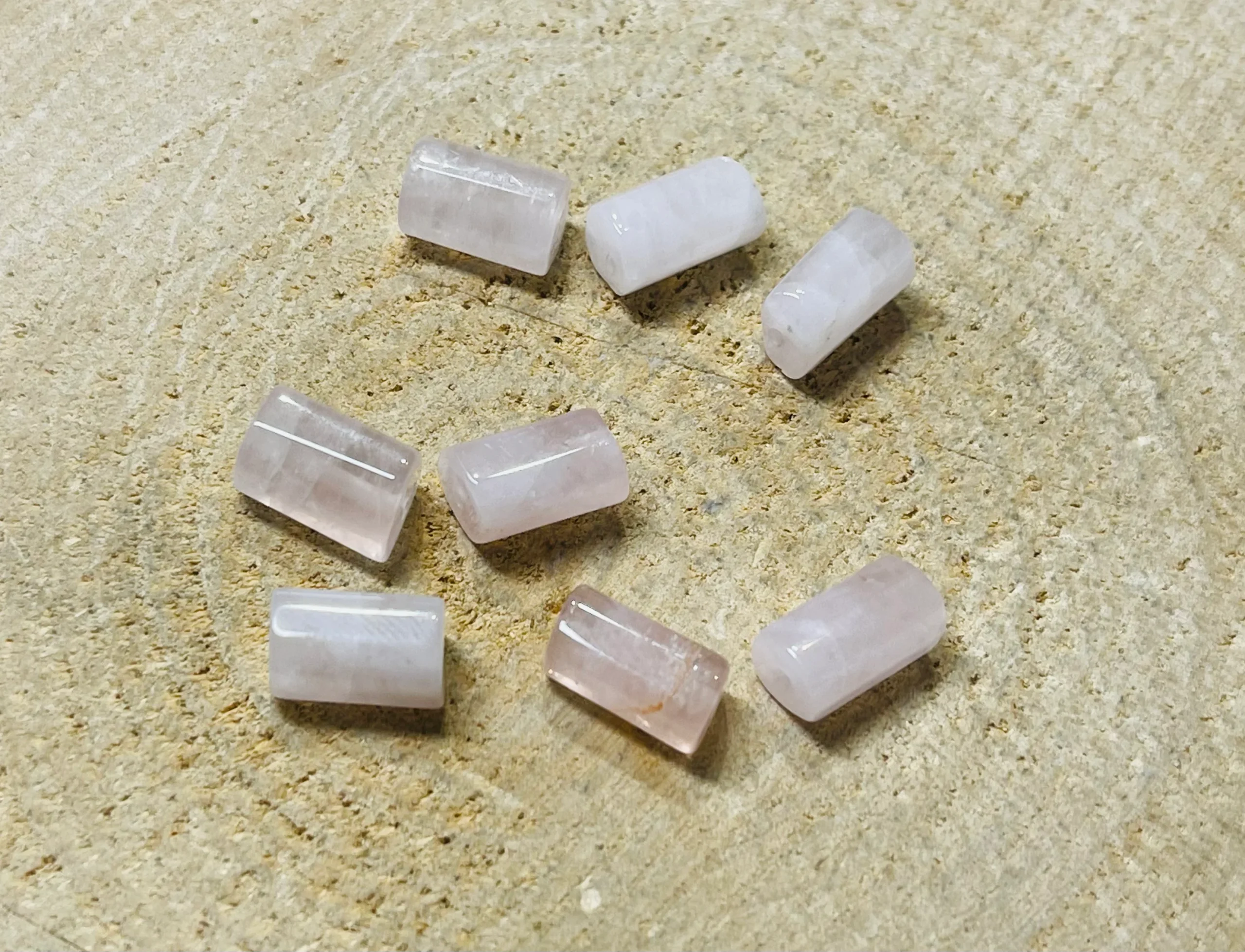 Lot de 5 Perles naturelles tubes en Quartz rose