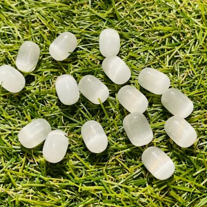 Lot de 5 Perles naturelles en Sélénite en forme de tonneau