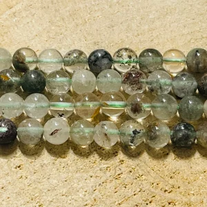 Perles naturelles en Quartz Lodolite en 6 mm