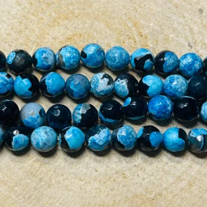 Perles naturelles en Agate de glace facettée en 8 mm
