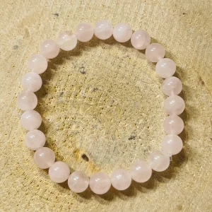 Lot de 5 Bracelets en perles naturelles en Quartz rose 8 mm (41)