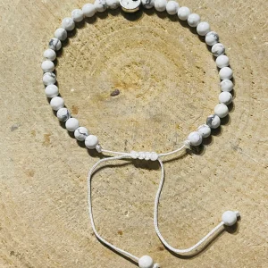 Lot de 5 Bracelets réglables de perles en pierre naturelle en Howlite et Yin Yang (102)