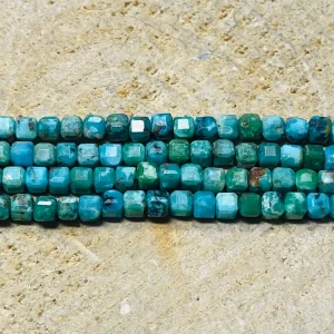 Perles naturelles en Turquoise d’Hubei à facettes en 3 mm (1)