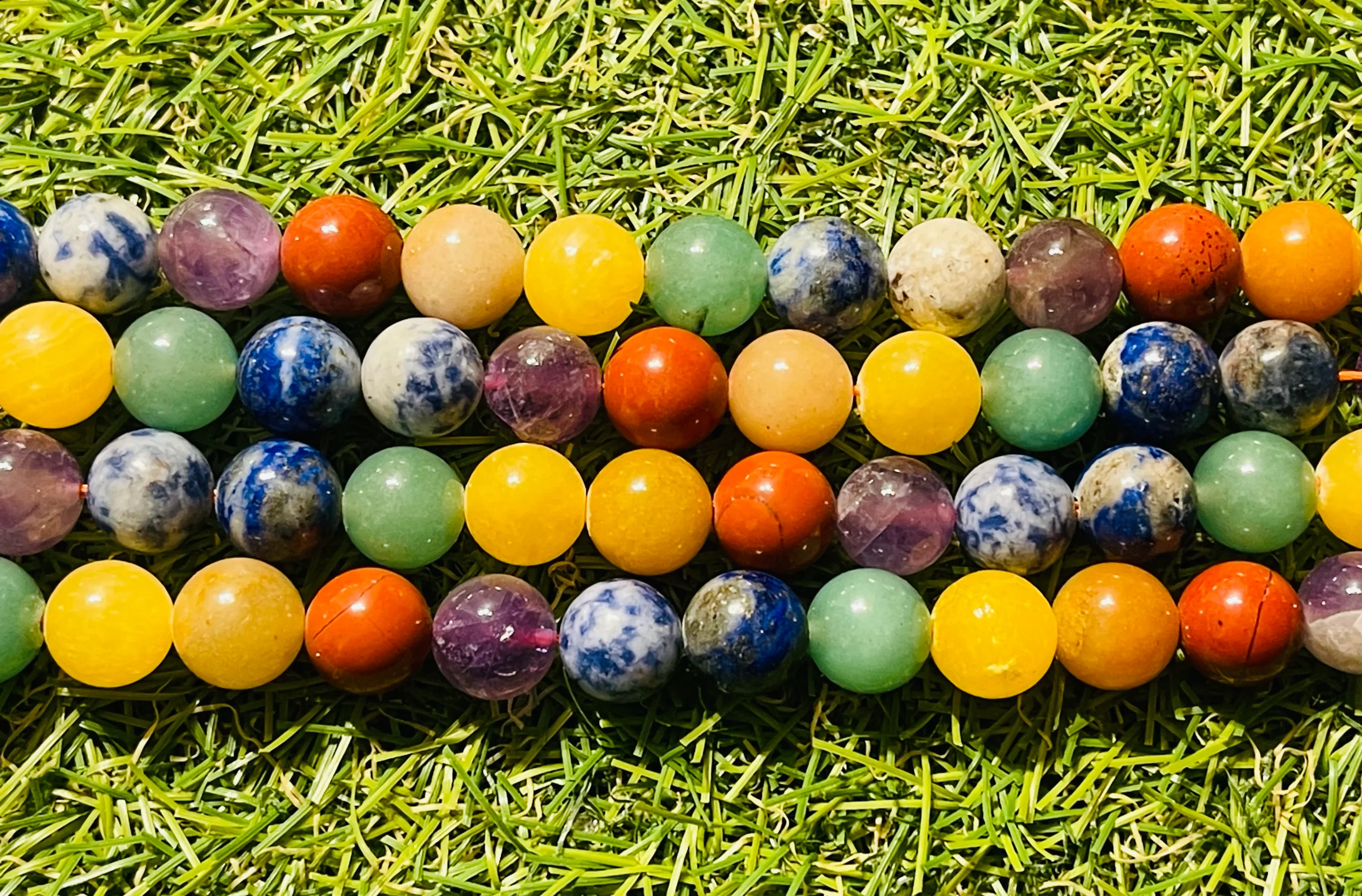 Fil de Perles en pierre naturelle 7 Chakras en 10 mm