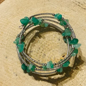 Lot de 5 Bracelets fil à mémoire en perles naturelles en Aventurine verte (5)
