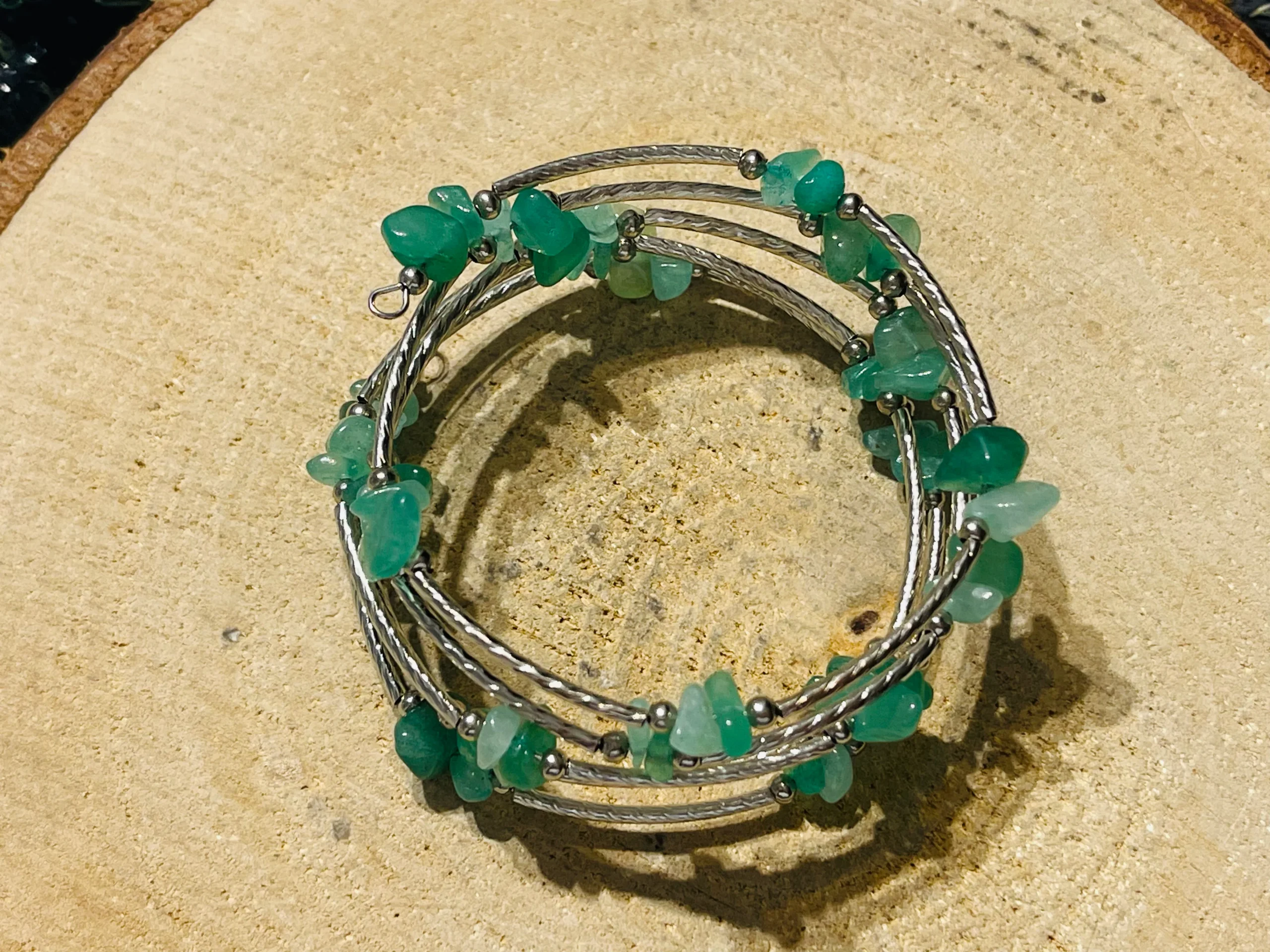 Lot de 5 Bracelets fil à mémoire en perles naturelles en Aventurine verte (5)