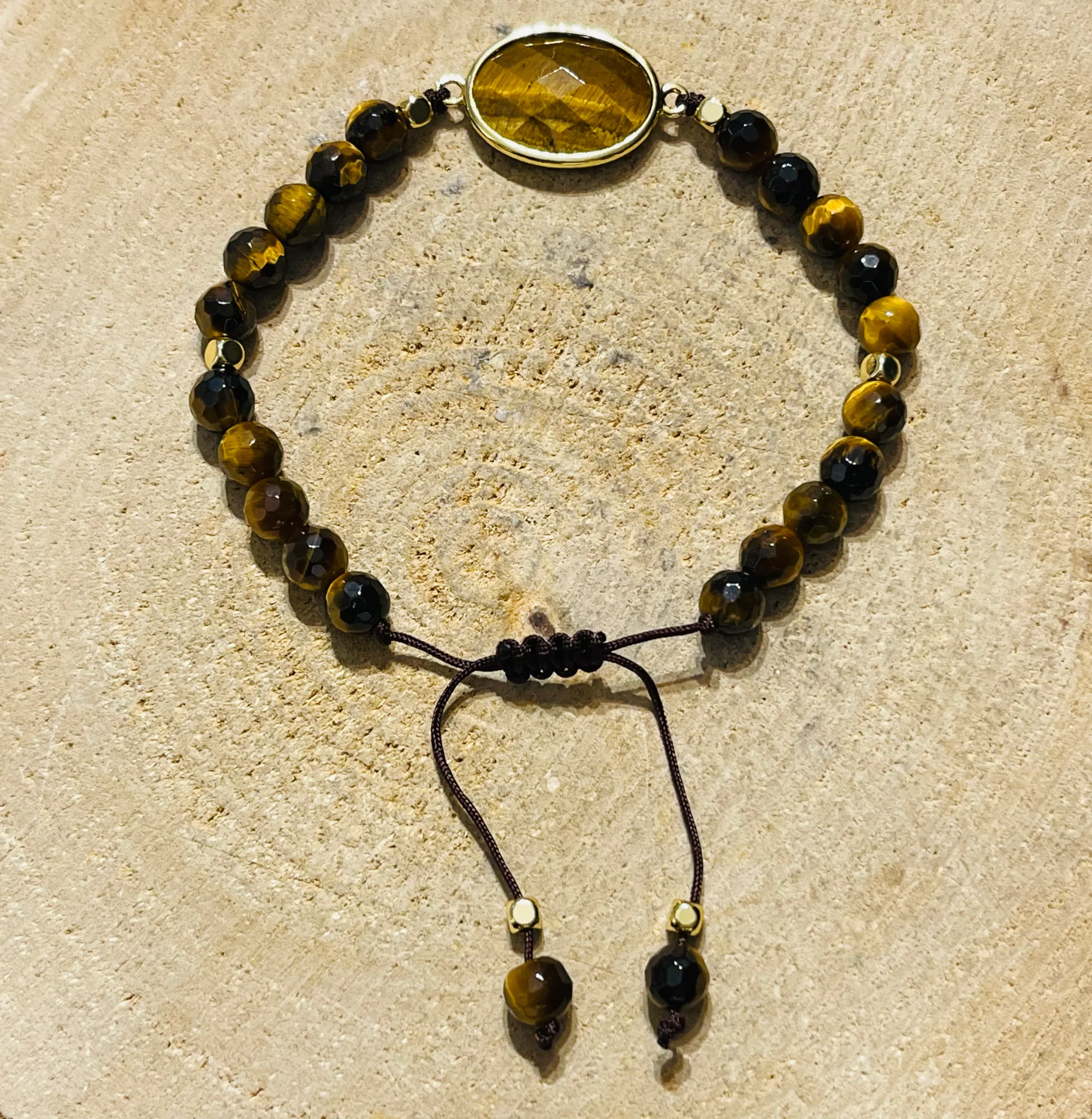 Lot de 5 Bracelets réglables en perles naturelles en Œil de tigre (63) – Image 2