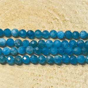 Perles naturelles en Apatite bleue facettée en 4 mm