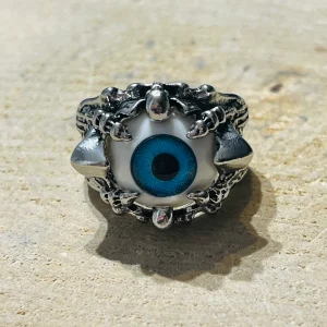 Bague mauvais œil bleu, taille réglable