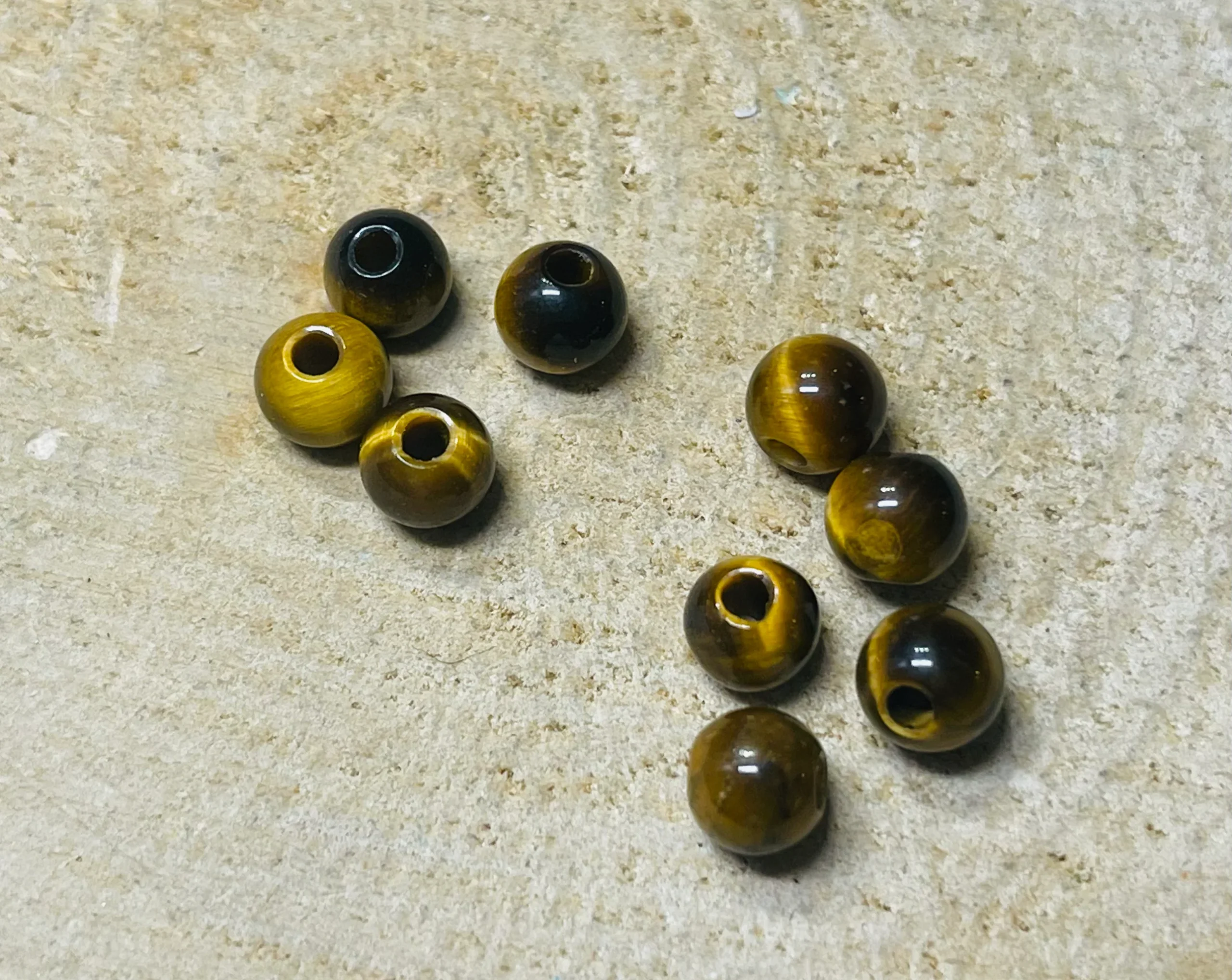 Lot de 10 Perles en Oeil de tigre 6 mm avec grand trou 2 mm – Image 2