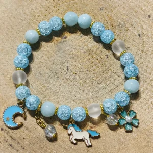 Lot de 5 Bracelets en perles en pierre naturelle Jade 8 mm, licorne, fleur (79)