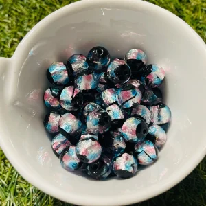 Lot de Perles Lumineuses en verre bleu ciel et rose en 10 mm pour bracelet