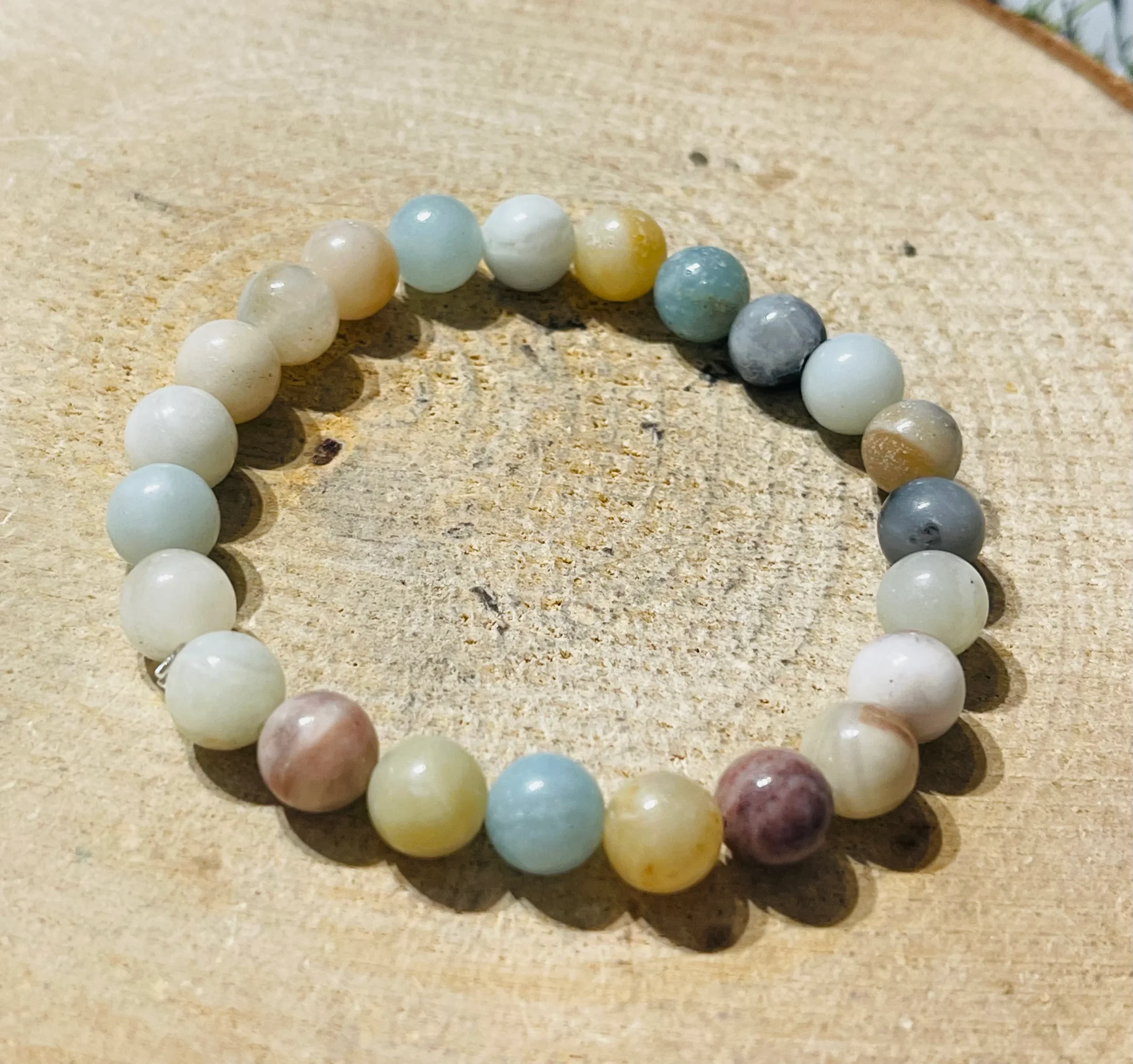 Lot de 5 Bracelets en perles en pierre naturelle Multi Amazonite 8 mm (76) – Image 3