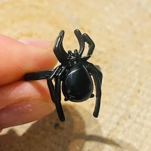 Bague Araignée en Obsidienne, Taille 53-59 (réglable)