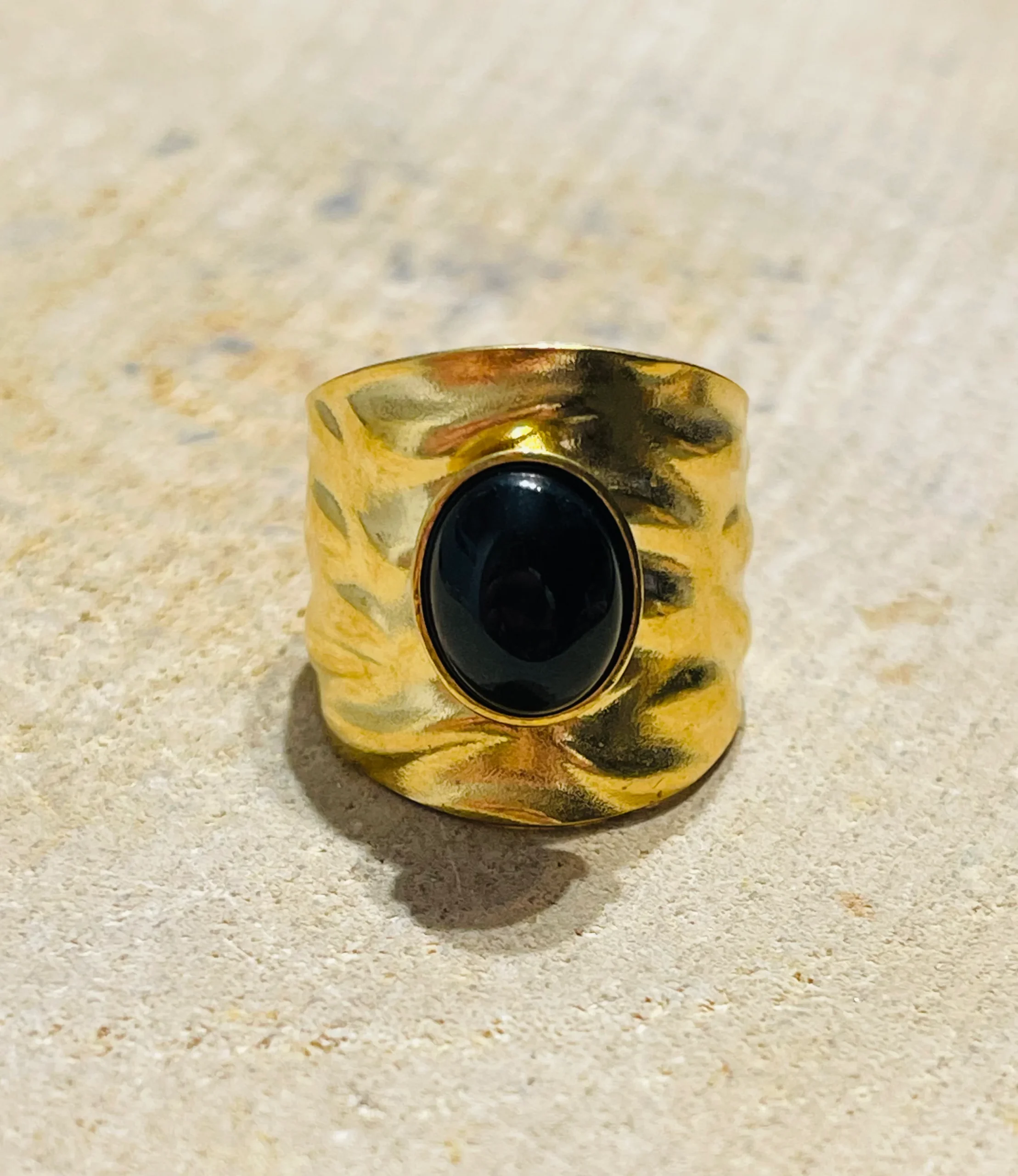 Bague sertie d´une obsidienne, taille réglable – Image 2