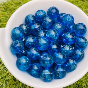Lot de Perles Lumineuses en verre bleu profond 12 mm pour bracelet