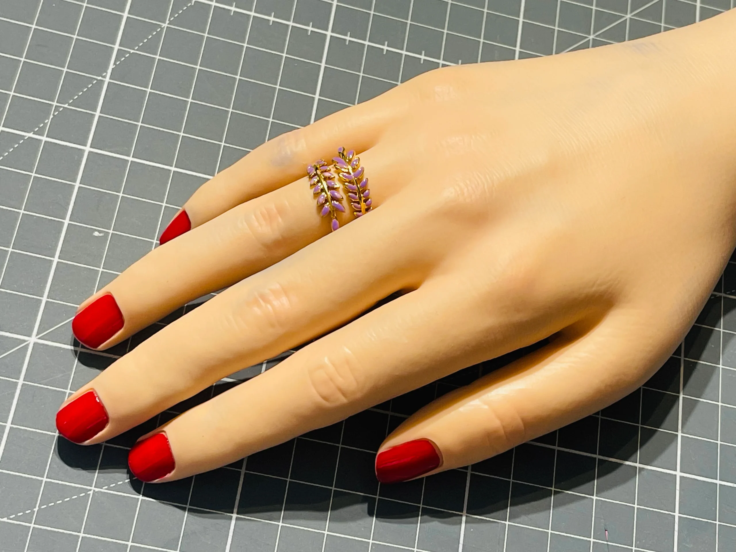 Bague feuille violette, taille réglable – Image 5