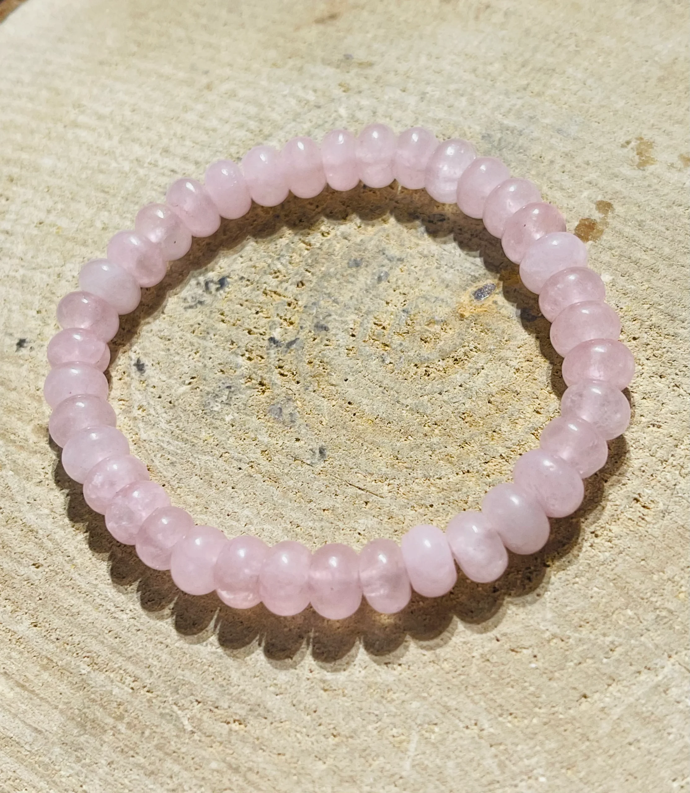 Lot de 5 Bracelets de perles en pierre naturelle en Quartz rose rondelle 8 mm (87)