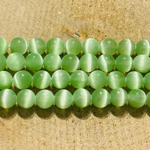 Perles naturelles en Sélénite verte du Canada en 8 mm