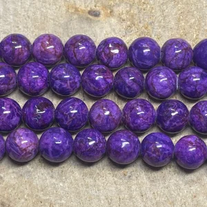 Perles naturelles en Marbre violet en 8 mm