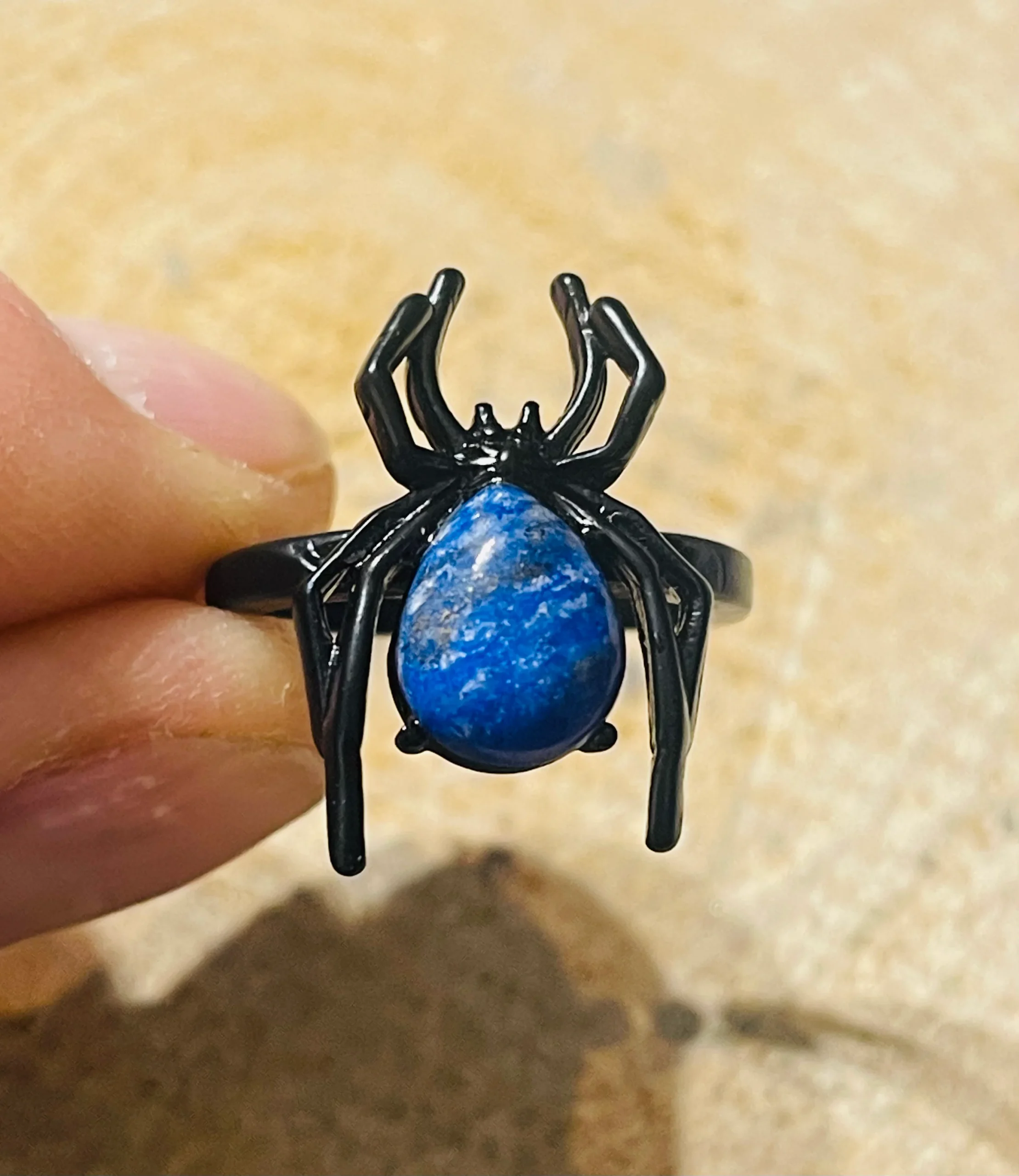 Bague Araignée en Lapis-lazuli , Taille 53-59 (réglable) – Image 2