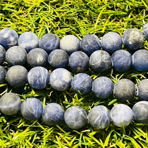 Perles naturelles en Sodalite mate en 8 mm