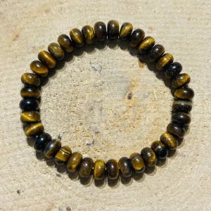 Lot de 5 Bracelets de perles en pierre naturelle en Oeil de tigre rondelle 8 mm (86)
