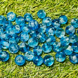 Lot de Perles Lumineuses en verre bleues ciel et paillettes blanches en 10 mm pour bracelet