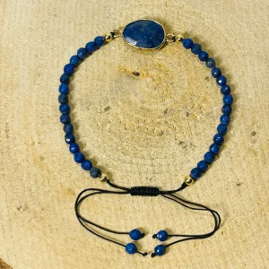 Lot de 5 Bracelets réglables en perles naturelles en Lapis lazuli (24)