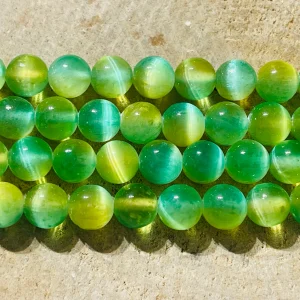 Perles en pierre naturelle en Sélénite vert jaune du Canada en 8 mm