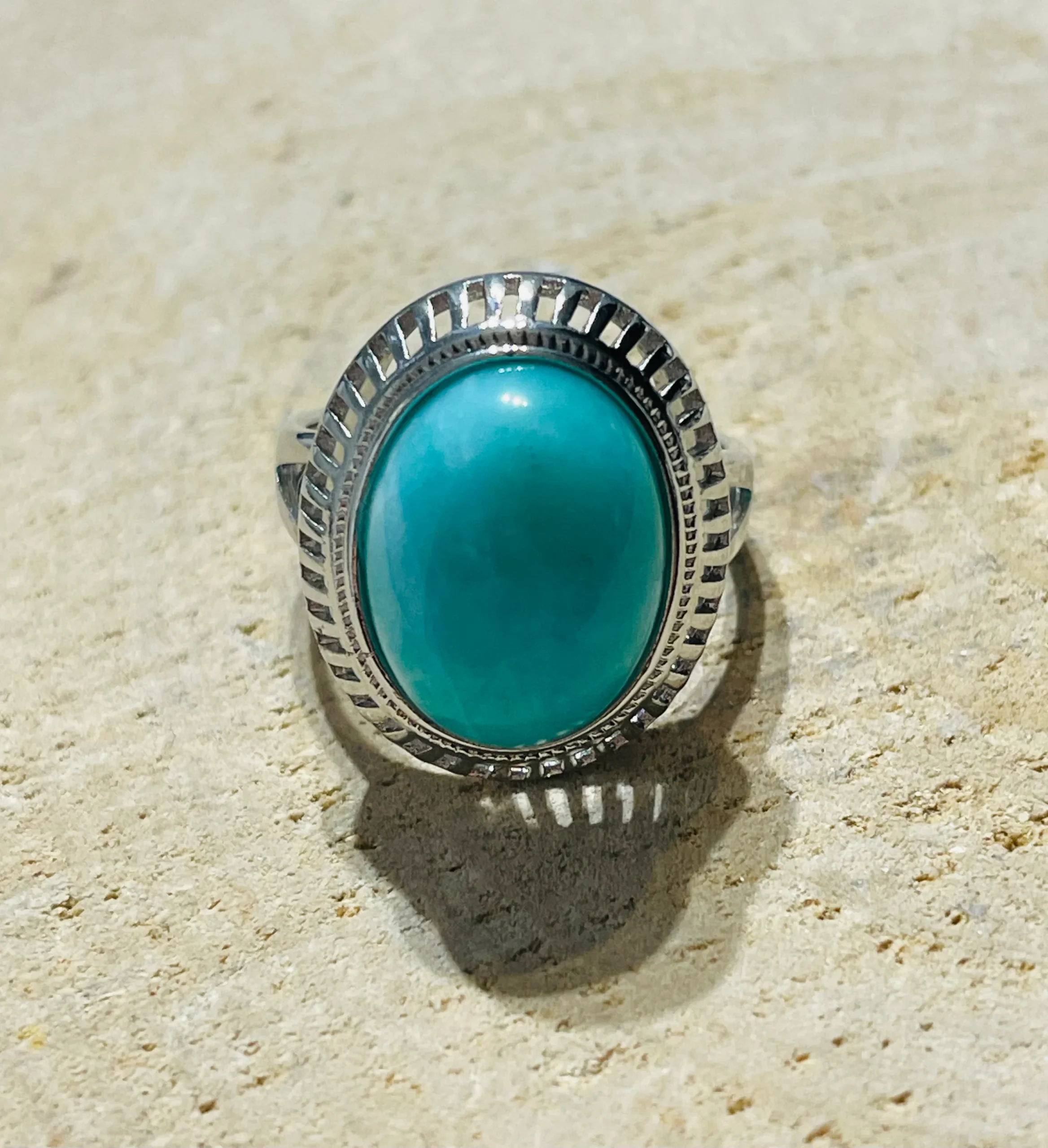 Bague sertie d'une Amazonite