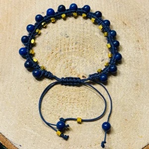 Lot de 5 Bracelets réglables en perles naturelles en Lapis-lazuli (50)